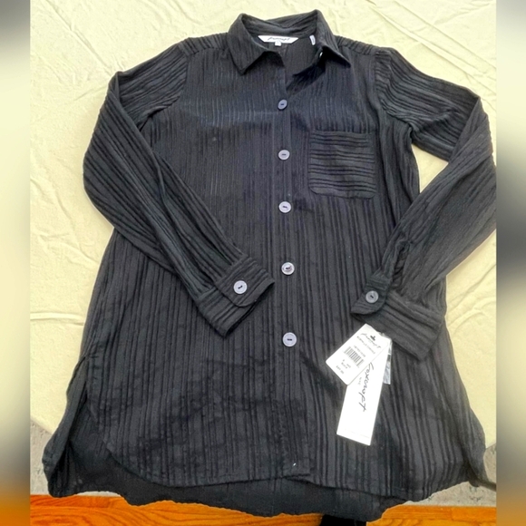 Nwt‎ foxcroft black Robyn long sleeve chenile button up blouse size 8 - Picture 1 of 4